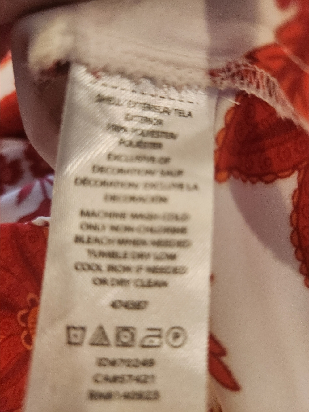 LOFT Blouse TOP Ruffled Collar Pull On DRESSY  Red White FLORAL SEMI SHEER SHIRT - Picture 8 of 10